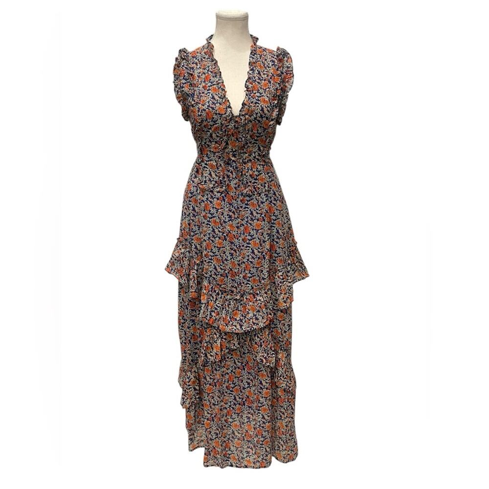 Banjanan Womens Cotton Floral Maxi Dress Pink Sz S